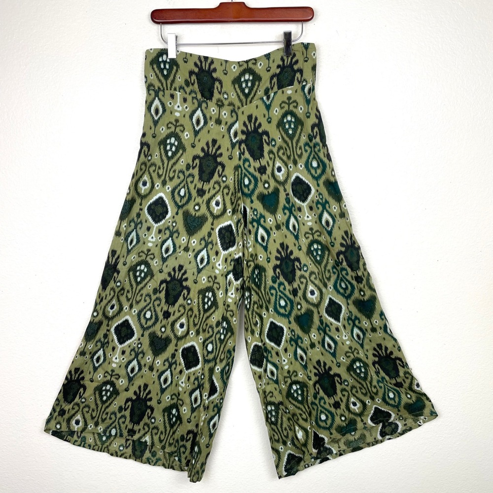 Meena Mahal Pants S/M Wide Leg Flowy Resort Travel Earthy Beachy Boho Maximalist